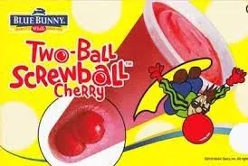 Blue Bunny Two Ball Screwball Cherry — ice pop served from the Schaumburg Ice Cream Truck