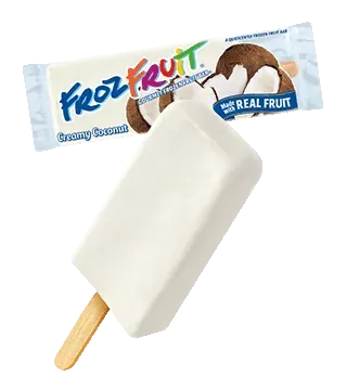 FrozFruit Creamy Coconut Fruit Bar — fruit ice served from the Schaumburg Ice Cream Truck