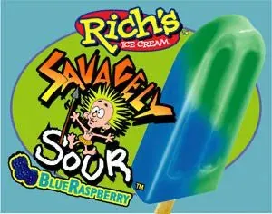 Rich’s Savagely Sour Blue Raspberry — sour ice pop served from the Schaumburg Ice Cream Truck