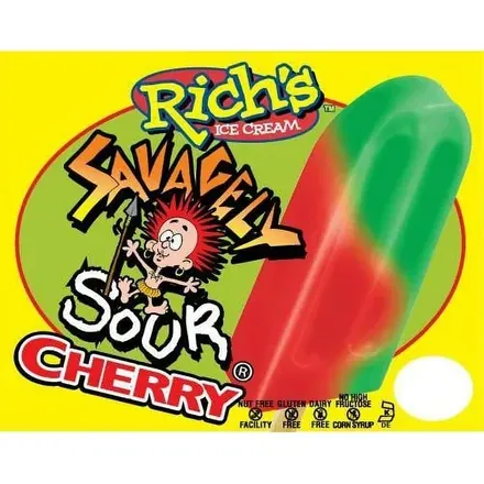 Rich’s Savagely Sour Cherry — sour ice pop served from the Schaumburg Ice Cream Truck