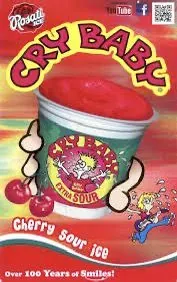 Rosati’s Cry Baby Cherry Ice — sour ice pop served from the Schaumburg Ice Cream Truck